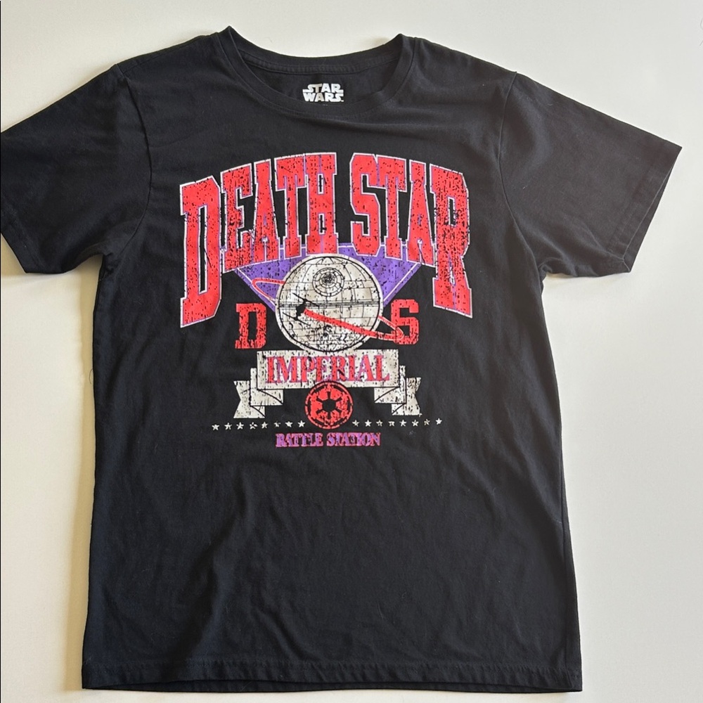 Star Wars Black Tee with Red and Purple Death Star Design